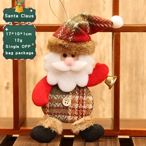 Plaid Santa Claus bell ornament for Christmas tree decoration measuring 17x10cm
