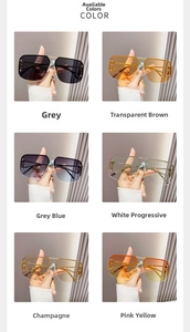 Multiple colors of pilot metal square sunglasses with gold temples in six-grid display