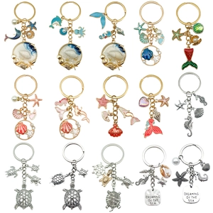 Exquisites 15-teiliges Meeres-Schlüsselanhänger-Set mit Seesternen und Perlen für Taschen