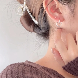 Minimalist 925 sterling silver hollow heart drop earrings and bead studs for women