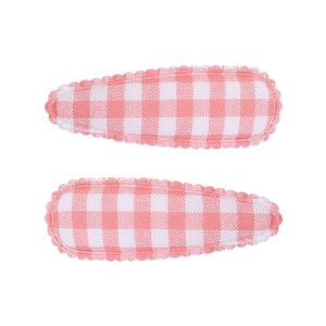 Lot de deux barrettes à cheveux à carreaux roses avec bords festonnés pour filles