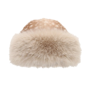 Winter faux fur deer print bucket hat with fluffy plush trim for outdoor warmth
