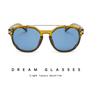 Retro Cat Eye Sunglasses For Women Men Plastic Frame Double Bridge Metal Trim UV400 Protection Large Frame Outdoor Eyewear