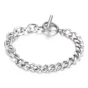 Bracelet gourmette en acier inoxydable poli avec fermoir en T classique pour style unisexe
