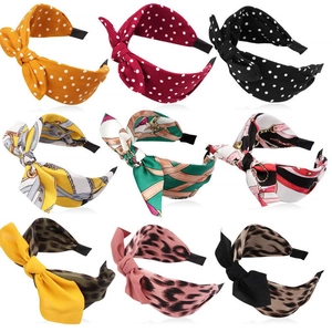 Bow knot headbands set with polka dots, leopard prints, and vintage scarf patterns