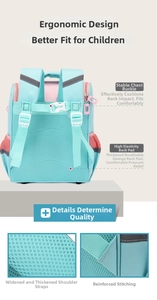 Ergonomic kids backpack with padded breathable mesh straps and secure chest buckle detail