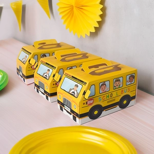 Creative yellow school bus paper gift boxes for school party favors and celebrations