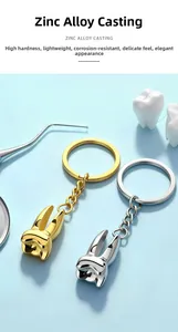 Detail van zilveren en gouden kies-vormige sleutelhangers gemaakt van zinklegering