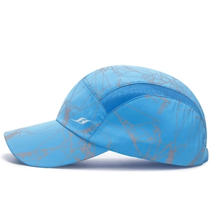 Blue quick-dry mesh sun hat with geometric patterns for outdoor cycling sports