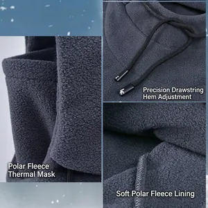 Winter thermal windproof fleece neck gaiter mask with adjustable drawstring for outdoor sports