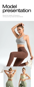 Close-up of cross-back sports bra straps and high-waist yoga leggings detail