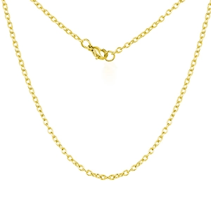 Collier chaîne en O en acier inoxydable plaqué or 18 carats avec fermoir mousqueton