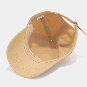 Khaki cotton baseball cap with side heart embroidery and adjustable strap back