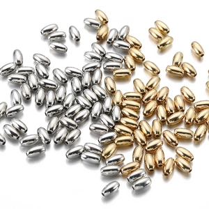 Oval metallic gold and silver tube spacer beads for DIY jewelry making and crafts