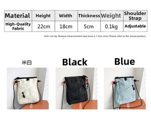 Size chart showing 22cm height and 18cm width for the small square canvas crossbody bag