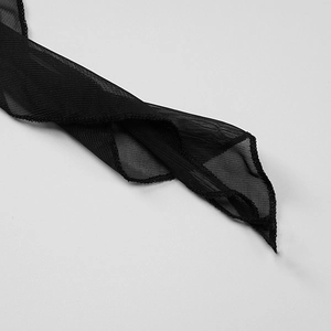 Detailed macro view showing the fine black mesh texture and high-quality hemmed edges