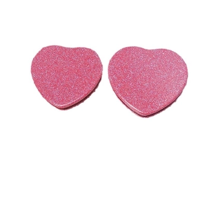 Pink heart-shaped glitter folding makeup mirror for students on a white background