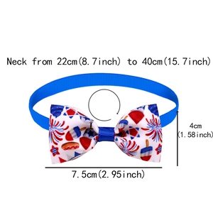 Patriot pet bowtie with American flag patterns and adjustable 22-40cm neck strap