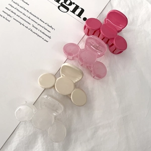 Mini Hair Claw Clips Plastic Resin Triple Round Beads Design Jelly Color Small Hairpins For Women Girls Sweet Hair Styling