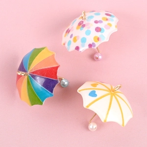 Miniature resin umbrella charms for DIY crafts and jewelry making in vibrant patterns