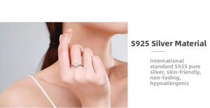 Detail of S925 sterling silver ring with twisted band and sparkling round cubic zirconia