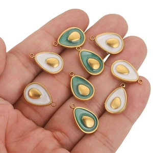 Set of 10 golden stainless steel avocado pendants for DIY jewelry and necklaces