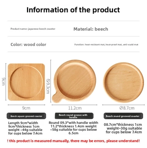 Detailed close-up of square beech wood coaster with heat-resistant recessed center design