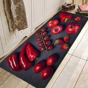 Absorbent Polyester Kitchen Floor Mat Non Slip Harvest Fruit Vegetable Patterned Area Rug For Bathroom Entrance Home Decor