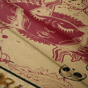 Macro shot of bohemian sun tapestry fabric showing fine weaving texture and soft plush feel
