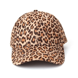 Close-up of leopard print pattern on a high-quality velvet texture baseball cap