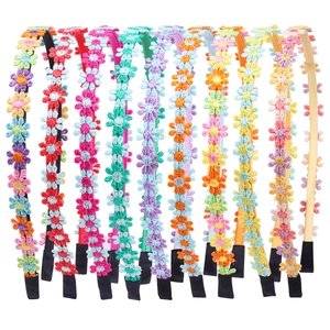Colorful Daisy Flower Embroidered Headband Thin Fabric Hair Hoop Handmade Fresh Sweet Hair Accessories For Women Girls