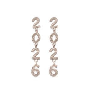 Elegant silver tassel earrings featuring sparkling crystal numbers 2026 for festive style