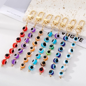 Evil Eye Beaded Keychain Resin Turkish Eye Beads Bag Charm Pendant Colorful Ethnic Style Accessory For Women Girls