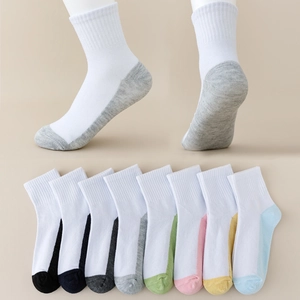 Breathable mesh cotton socks for kids with colorful toe and heel contrast design