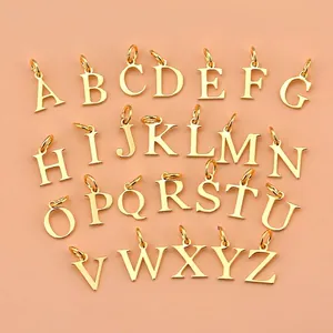925 Sterling Silver Initial Letter Pendant Gold Plated Alphabet Charm For DIY Jewelry Making Necklace Bracelet