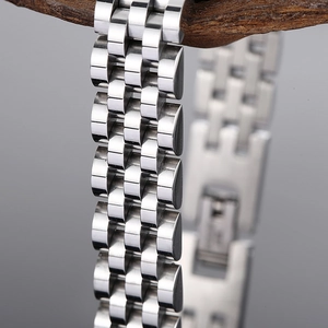 Polished silver stainless steel jubilee watch band bracelet for men and women