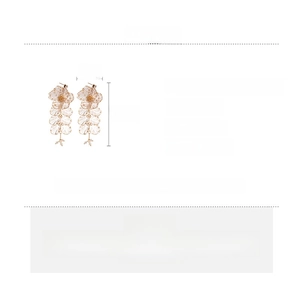 Detailed attribute chart for flower tassel earrings with size dimensions and material info