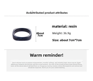 Detail view of square resin bangle showing dark blue marble texture with dimensions 7x7cm