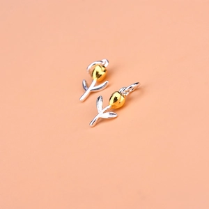 925 silver tulip pendants with two-tone gold and silver finish for DIY jewelry