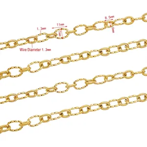 Golden 7mm stainless steel twisted cable chain with precise 1.3mm wire diameter size