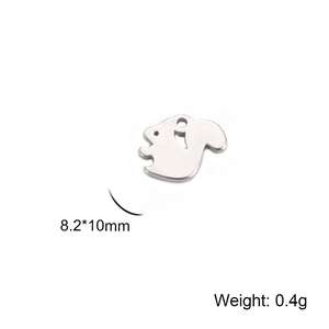 Polished silver stainless steel squirrel charm for jewelry making 8.2x10mm 0.4g