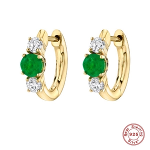 925 Sterling Silver Colorful Zirconia Hoop Earrings For Women Minimalist Small Gold Silver Plated Geometric Round Jewelry Commute Accessories