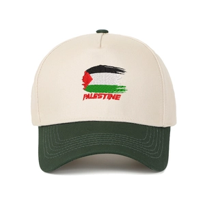 Berretto da baseball bicolore bianco sporco e verde con ricamo della bandiera Palestina