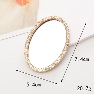 Oval gold rhinestones vanity mirror accessory for DIY phone cases, 7.4cm x 5.4cm size