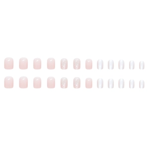 24pcs short pink press-on nails with glitter and pearl finish in a boxed set display