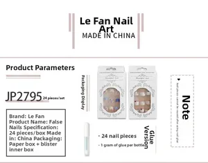 Detail view of model JP2795 press-on nails set including 24 pieces and 1g glue