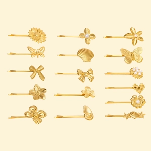 Stainless Steel Hair Clips For Women 18K Gold Plated Butterfly Flower Shell Starfish Minimalist Waterproof Hypoallergenic Hairpins