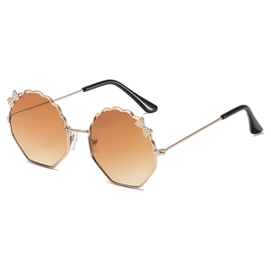 Lunettes de soleil polygonales dorées pour enfants avec nœuds et verres dégradés