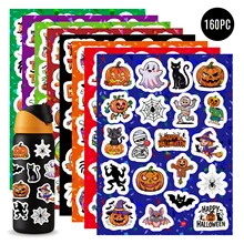 160PC Halloween sticker set featuring pumpkins, ghosts, and bats for party gift decoration