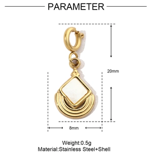 Detailed size parameters for the heart shell and stainless steel pendant earring